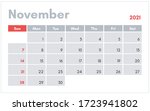 november 2021 calendar in... | Shutterstock .eps vector #1723941802