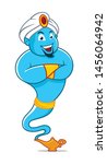 cartoon genie coming out of a... | Shutterstock .eps vector #1456064942