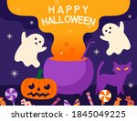 halloween background cartoon... | Shutterstock .eps vector #1845049225