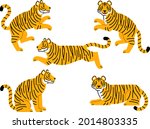 illustration set of tigers in... | Shutterstock .eps vector #2014803335