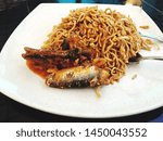 Small photo of Fried meggie breakfast with sardines
