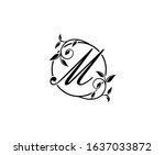 floral m letter swirl logo.... | Shutterstock .eps vector #1637033872