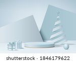 christmas studio render 3d with ... | Shutterstock .eps vector #1846179622