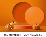 halloween 3d minimal scene with ... | Shutterstock .eps vector #2047612862
