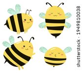 set of kawaii bees. cute bee... | Shutterstock .eps vector #1949810038