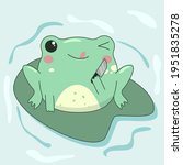 kawaii frog with knife. cute... | Shutterstock .eps vector #1951835278