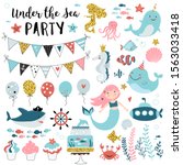 under the sea party elements... | Shutterstock .eps vector #1563033418