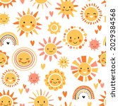 summer seamless pattern with ... | Shutterstock .eps vector #2029384568