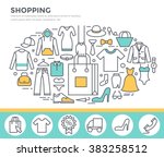 clothes shopping concept... | Shutterstock .eps vector #383258512