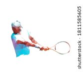tennis player  backhand shot.... | Shutterstock .eps vector #1811585605