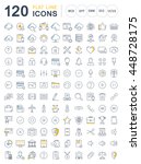 set vector line icons in flat... | Shutterstock .eps vector #448728175