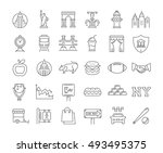 set vector line icons in flat...