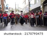 Small photo of Indigenous people in Ambato in popular protest against the economic policies of President Guillermo Lasso take over the government in Ambato, Ecuador, June 23, 2022