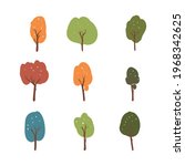 set of tree vectors in various... | Shutterstock .eps vector #1968342625