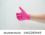 hand in pink glove on white... | Shutterstock . vector #1462285445