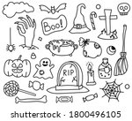 vector set of doodle halloween... | Shutterstock .eps vector #1800496105