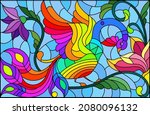 stained glass illustration with ... | Shutterstock .eps vector #2080096132