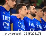 Small photo of Basket-ball Match Italy vs China in Trento, Italy on August 5, 2023. Trentino Basket Cup Tournament; Basket Final Match Italy vs China. In action Team italy with 18 Matteo Spagnolo ITA (Real Madrid)