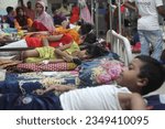 Small photo of Dhaka Bangladesh 18 august 2023.Bangladeshi child dengue patients covered with a mosquito net suffers from dengue fever as they receive treatment mugda Medical College Hospital .