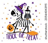 trick or treat    funny zebra... | Shutterstock .eps vector #2056404395