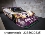 Small photo of Le Mans, France; October 10, 2023: Front view of the impressive and historic Jaguar XJR-9 LM V12 from 1988