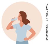 the girl drinking water from... | Shutterstock .eps vector #1475621942