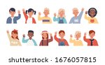 set of children waving their... | Shutterstock .eps vector #1676057815