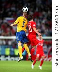 Small photo of Innsbruck, AUSTRIA - June 18, 2008: Fredrik Stoor and Andrey Arshavin in action during the UEFA Euro 2008 Russia v Sweden at Tivoli-Neu stadium.