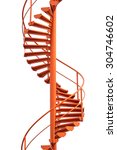 Orange Spiral Stairs Isolated...