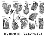 hand drawn meat elements set.... | Shutterstock .eps vector #2152941695
