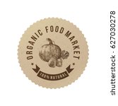 organic food market round paper ... | Shutterstock .eps vector #627030278