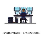 security in control cctv room ... | Shutterstock .eps vector #1753228088