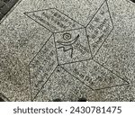 Small photo of Seoul - South Korea - Ferbruary 6, 2024 : Symbolic compass on the ground in Myung Dong Park, Seoul , South Korea. Travel destination.