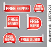 free shipping and free delivery ... | Shutterstock .eps vector #635736008