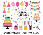 set of birthday party design... | Shutterstock .eps vector #2017951622