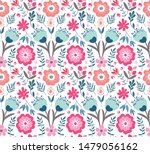 vector flower repeat pattern... | Shutterstock .eps vector #1479056162