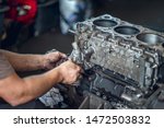 Diesel engine during service repair by a qualified mechanic