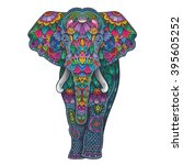 Vector Color Ornament Elephant...