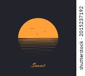 Sunset Sea Logo. Orange Sun And ...