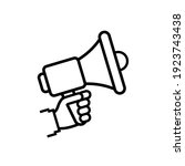 hand holding megaphone on white ... | Shutterstock .eps vector #1923743438