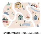 Cute Village Map With Houses...