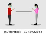 social distancing  people... | Shutterstock .eps vector #1743922955