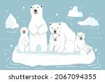 Set Of Adult Polar Bears And...