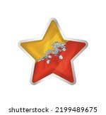 bhutan flag in star. button...