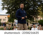 Small photo of SKAWINA, POLAND - AUGUST 23, 2023: Rafal Trzaskowski, Polish politician, Mayor of Warsaw during a meeting with voters at an election campaign rally in Skawina, Lesser Poland Voivodeship.