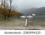 Small photo of High water level on lake Bohinj during the flood event in November 2023, when the level was about 2m above normal