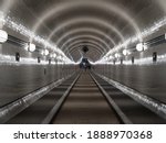 Small photo of Alter Elbtunnel Old Elbe tunnel subterranean underground tube in central Hamburg and Sankt Pauli under river Germany
