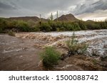Flash flooding on a desert arroyo after a strong Monsoon Season thunderstorm in Organ Pipe Cactus National Monument, Pima County, Arizona, USA
