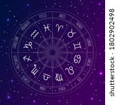 astrology wheel with zodiac... | Shutterstock .eps vector #1802902498