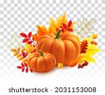 yellow pumpkins  autumn leaves... | Shutterstock .eps vector #2031153008
